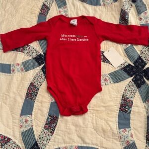 Red Baby Onesie - "Who Needs Santa" Design